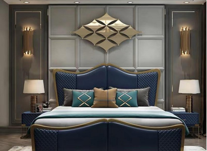 Designer luxury bedroom set group suite bed 2x bedside table 3 piece new